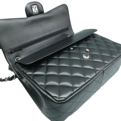 CHANEL Jumbo Classic Double Flap Quilted Leather Shoulder Bag Black