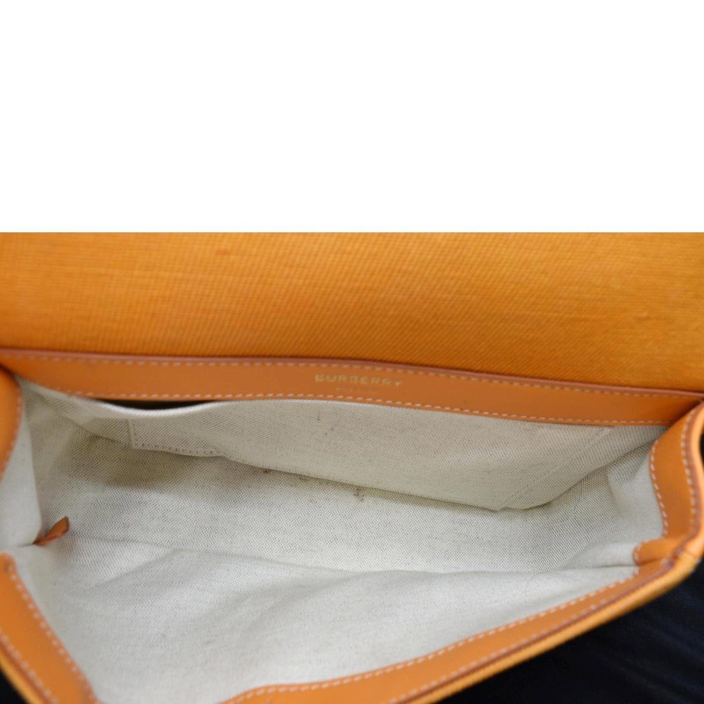 BURBERRY Horseferry Print Lola Canvas Leather Shoulder Bag Orange