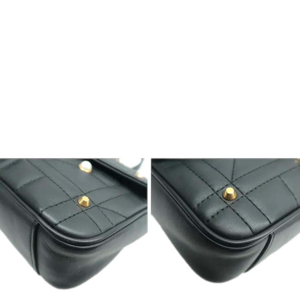 GUCCI GG Marmont Leather Shoulder Bag Black 443497