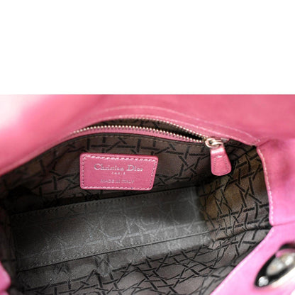 CHRISTIAN DIOR Mini Lady Dior Pearlescent Cannage Lambskin Shoulder Bag Pink