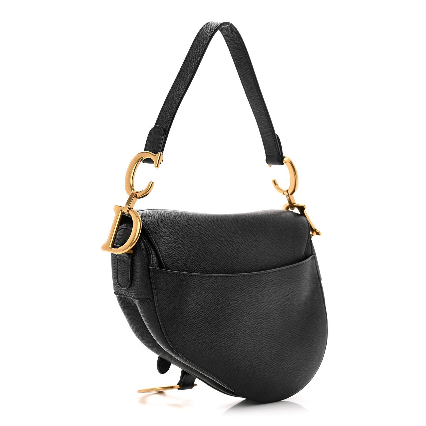 Grained Calfskin Saddle Bag Black