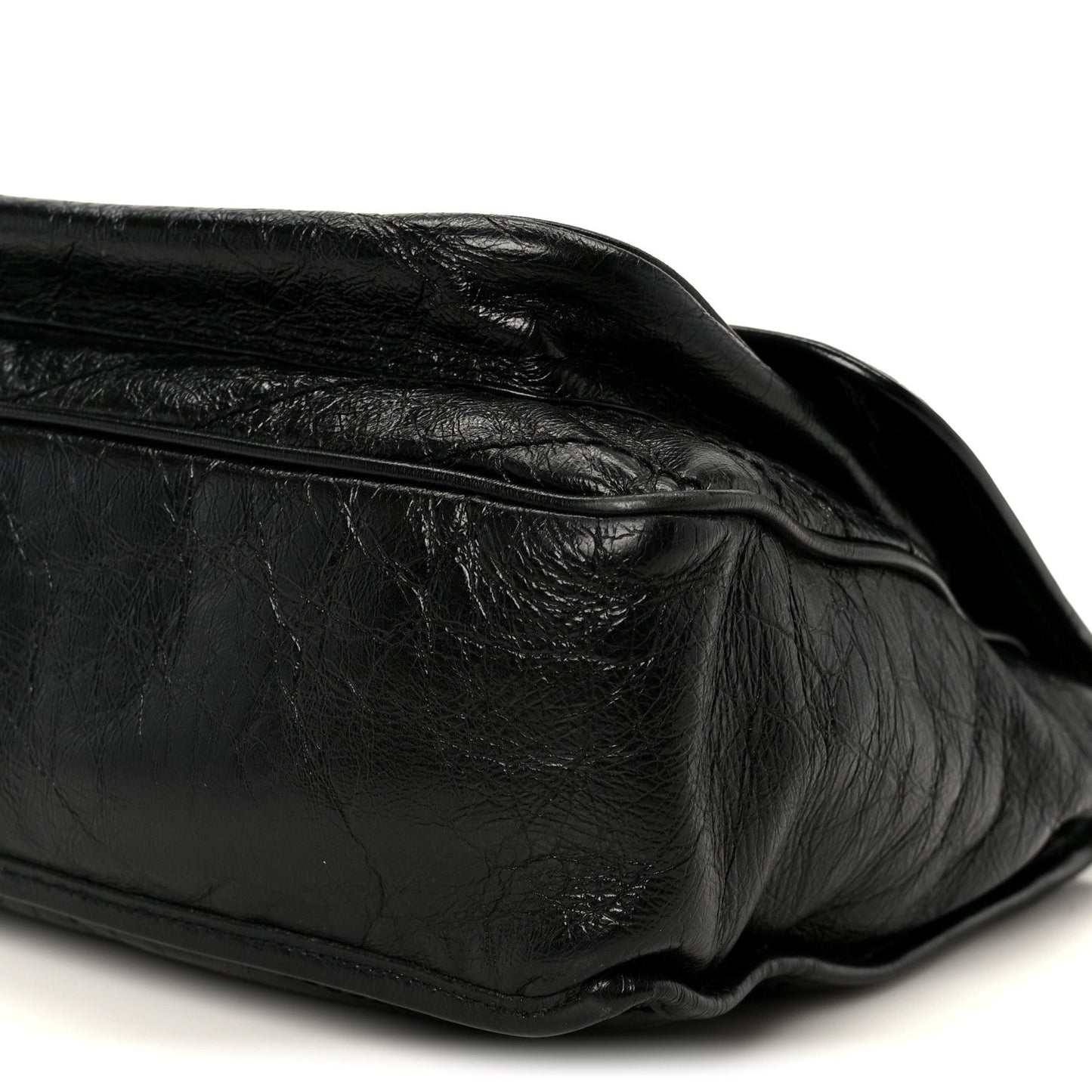 Crinkled Calfskin Matelasse Monogram Large Niki Chain Satchel Black