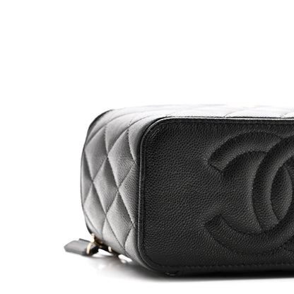 Caviar Quilted Small Vanity Case With Chain Black