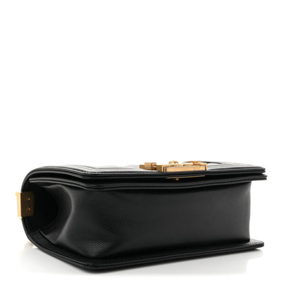 Caviar Quilted Small Boy Flap Black