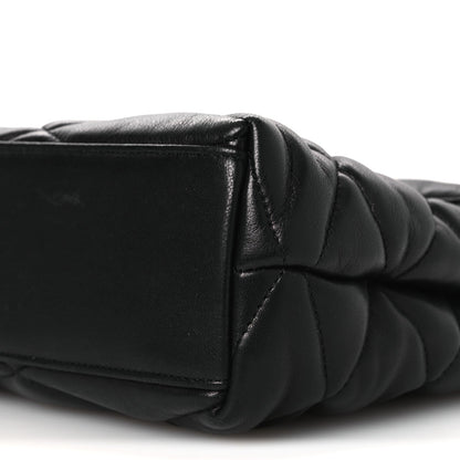 Lambskin Quilted Sade Puffer Envelope Clutch Black