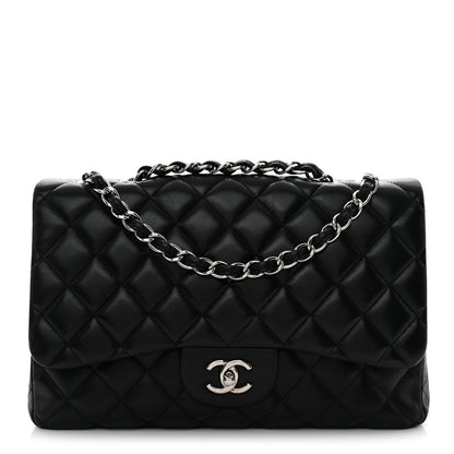 Lambskin Quilted Jumbo Single Flap Black