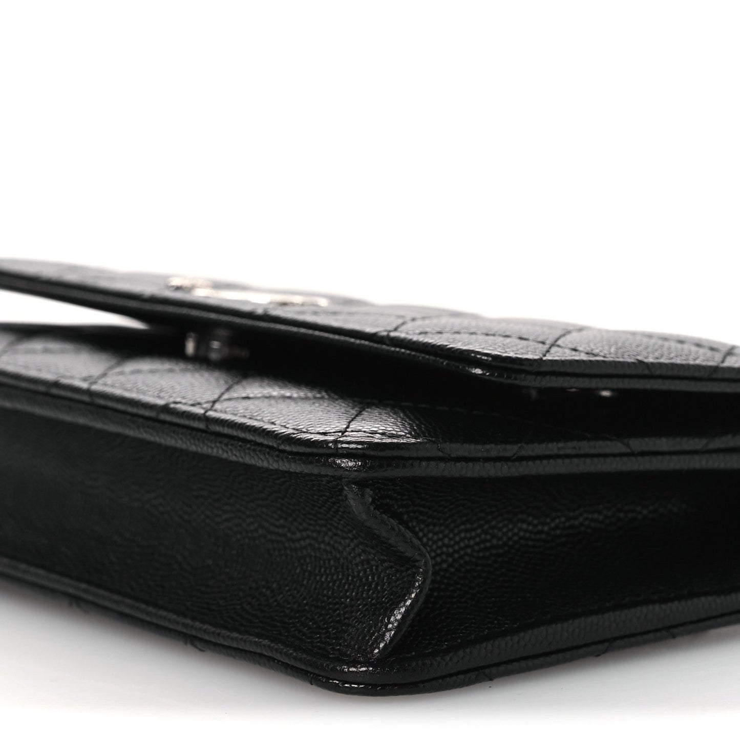 Caviar Quilted Crystal Star Wallet On Chain Black