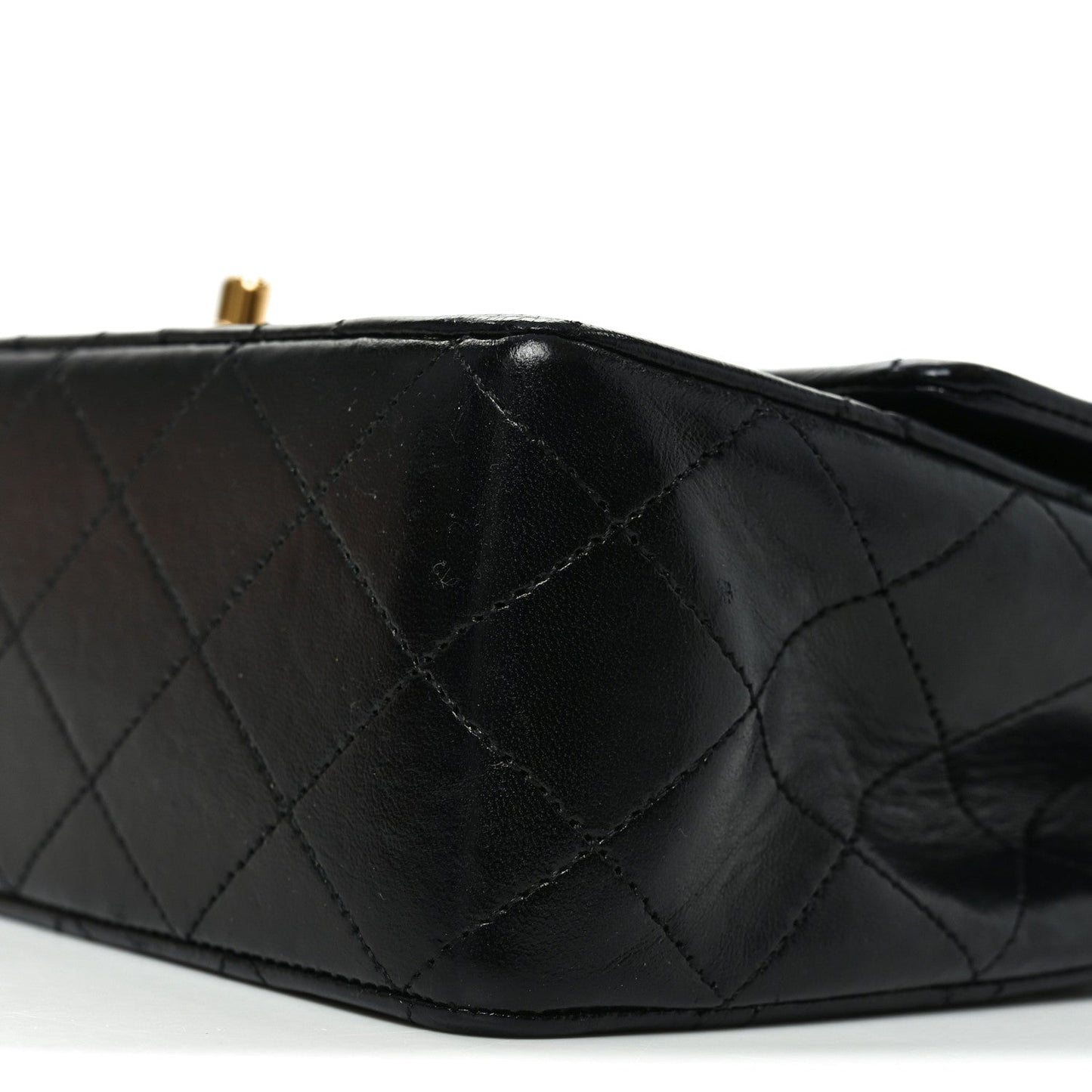 Lambskin Quilted Medium Double Flap Black