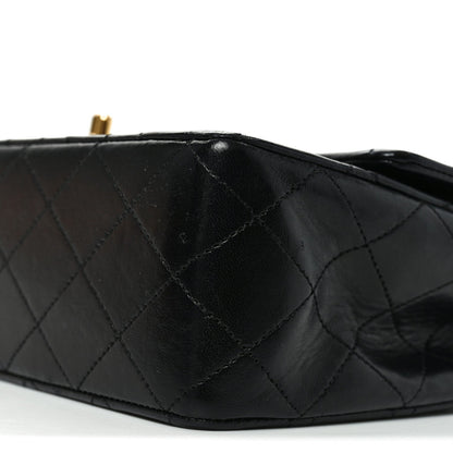 Lambskin Quilted Medium Double Flap Black