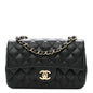 Lambskin Quilted Mini Rectangular Flap Black