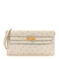 Ostrich Kelly Wallet To Go Gris Perle