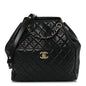 Lambskin Quilted Drawstring Bag Black