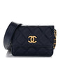 Caviar Quilted Twist Your Buttons Coin Purse With Chain Navy