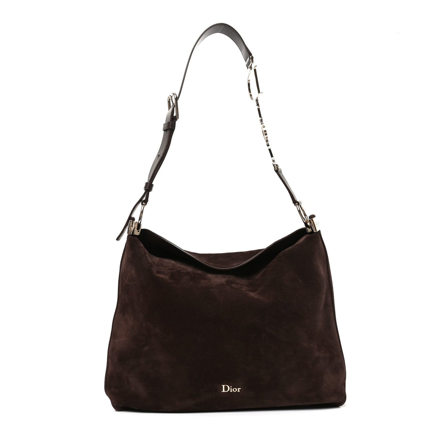 Suede Calfskin Medium Diorly Bag Chocolate