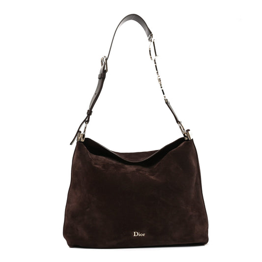 Suede Calfskin Medium Diorly Bag Chocolate