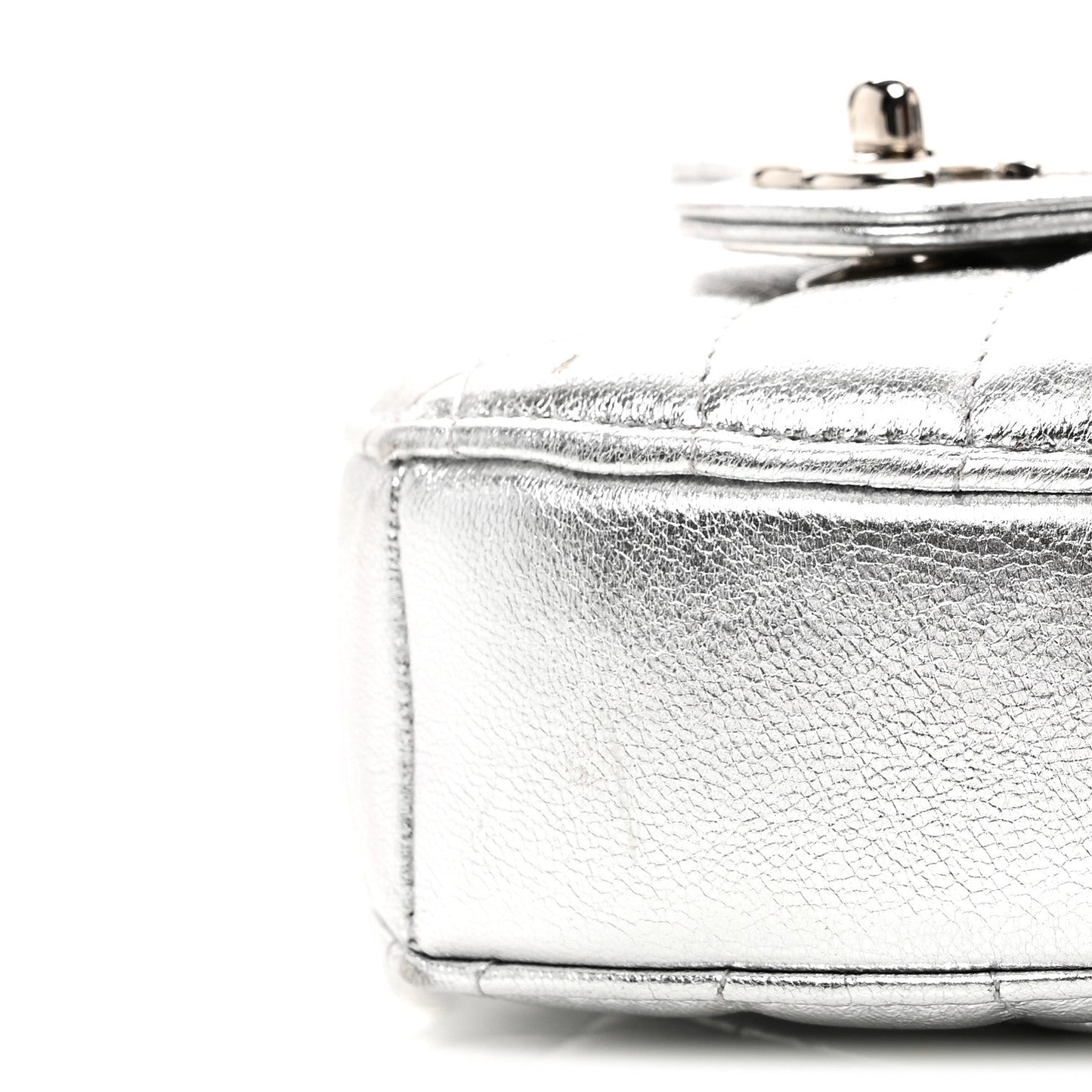 Metallic Lambskin Quilted CC In Love Heart Clutch With Chain Silver