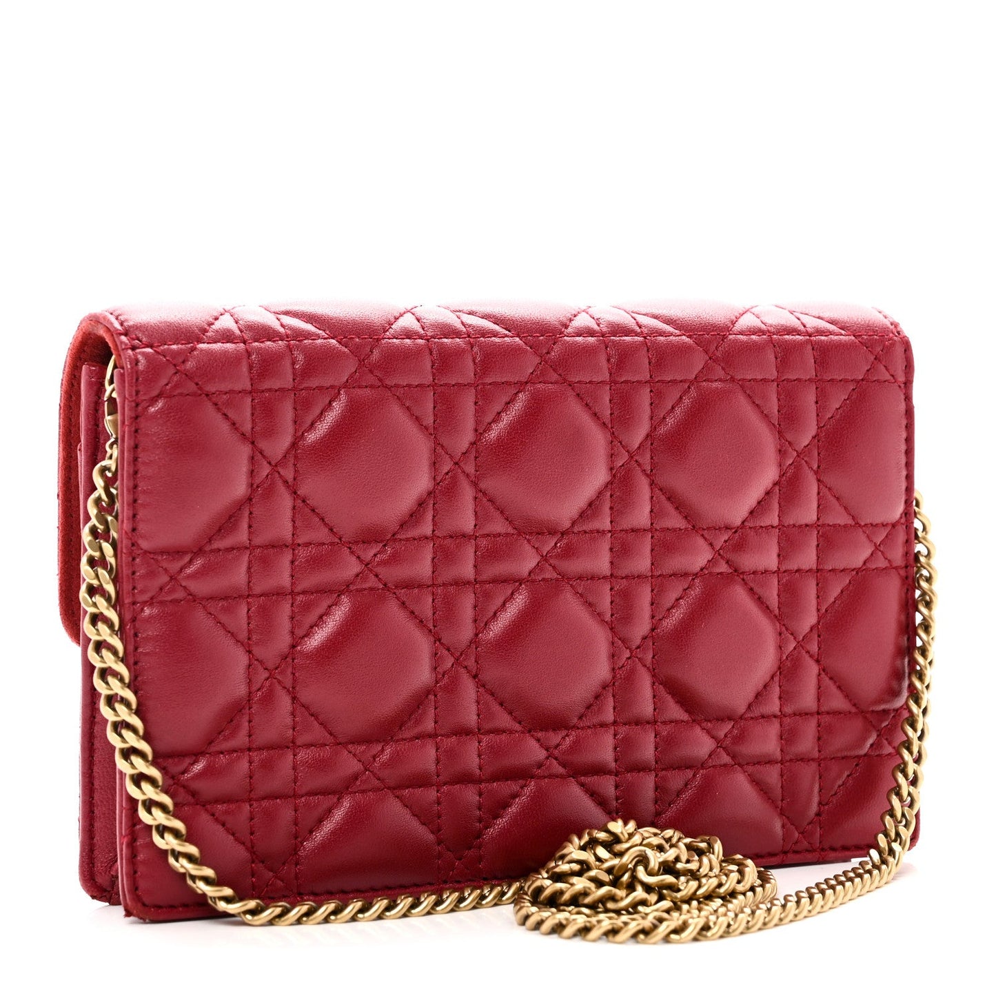 Lambskin Cannage Dioraddict Wallet On Chain Clutch Fuchsia
