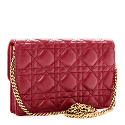 Lambskin Cannage Dioraddict Wallet On Chain Clutch Fuchsia