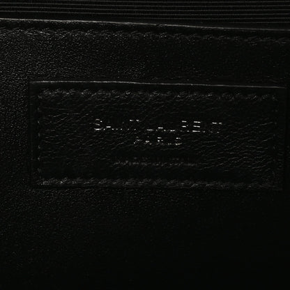 Grain De Poudre Textured Mixed Matelasse Triquilt Medium Monogram Monochrome Satchel Black