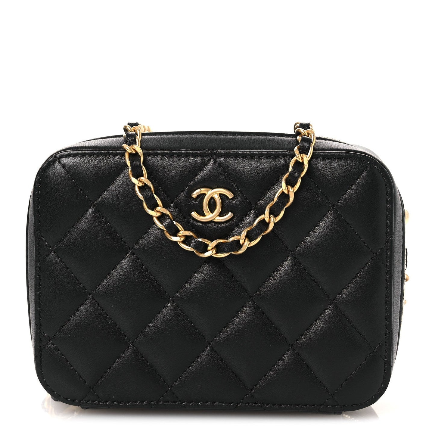 Lambskin Quilted CC Pearl Crush Camera Case Black