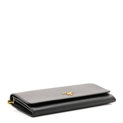 Saffiano Metal Oro Chain Wallet Black
