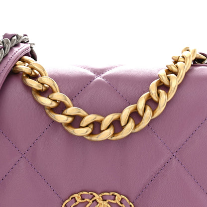 Goatskin Quilted Medium Chanel 19 Flap Violet Purple