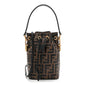 Vitello Liberty F is Fendi Bi-Color FF 1974 Embossed Mini Mon Tresor Bucket Bag Maya Black
