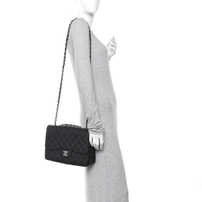Caviar Quilted Jumbo Single Flap Black