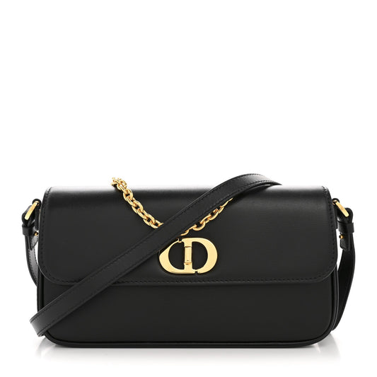 Box Calfskin 30 Montaigne Avenue Pouch Black