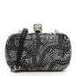 Crystal Nappa Classic Art Deco Skull Clutch Black Silver