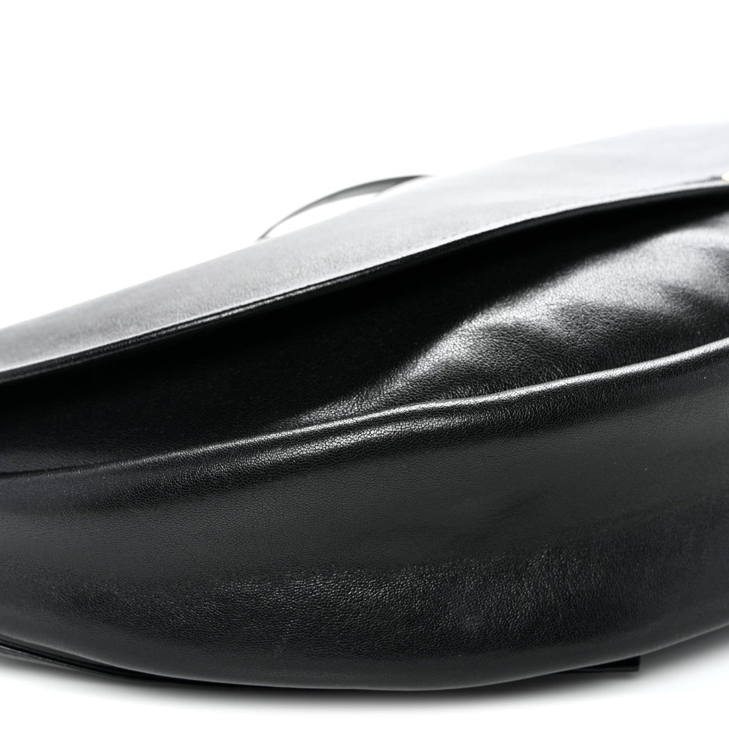 Shiny Lambskin Soft Triomphe Half Moon Bag Black