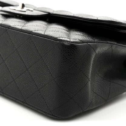 Caviar Quilted Jumbo Double Flap Black