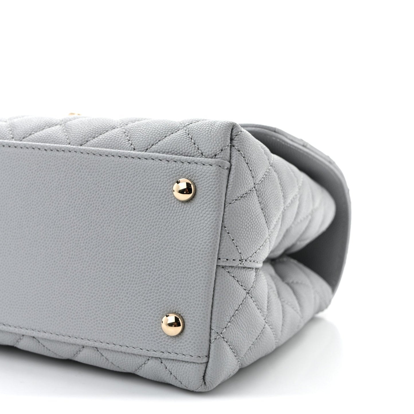 Caviar Lizard Embossed Quilted Small Coco Handle Flap Light Grey