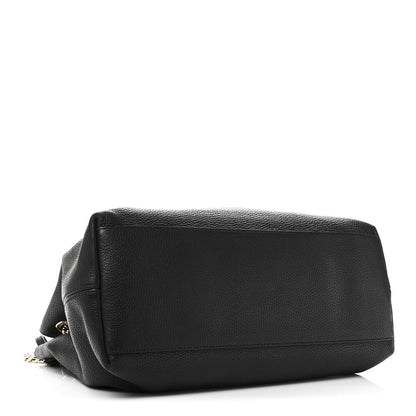 Pebbled Calfskin Medium Soho Chain Shoulder Bag Black