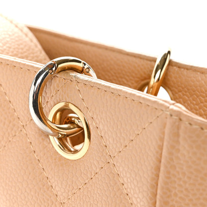Caviar Quilted Petit Shopping Tote PST Dark Beige