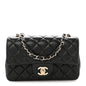 Lambskin Quilted Mini Rectangular Flap Black