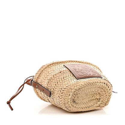 Raffia Drawstring Basket Tote Bag Natural Tan