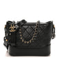 Aged Calfskin Quilted Small Gabrielle Logo Hobo Black
