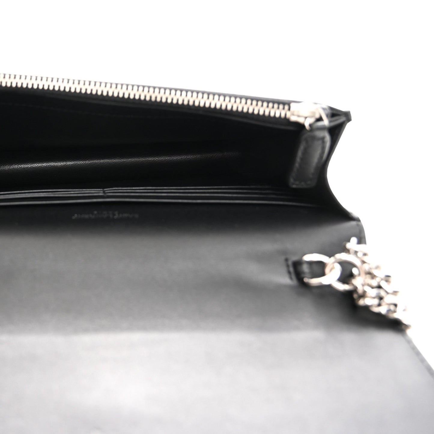 Smooth Calfskin Classic Monogram Kate Tassel Chain Wallet Black