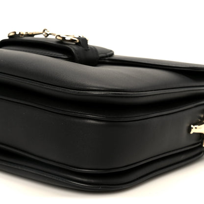 Arabella Calfskin Horsebit 1955 Soft Small Shoulder Bag Black