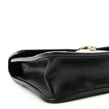 Aged Calfskin Charms Flap Bag Black