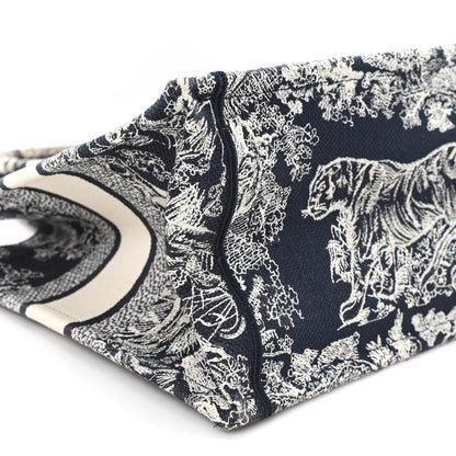 Canvas Embroidered Medium Dioriviera Toile De Jouy Reverse Book Tote Blue