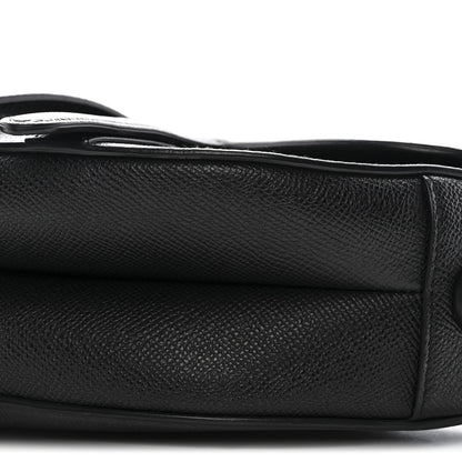 Grained Calfskin Saddle Bag Black
