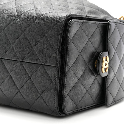 Caviar Quilted Medium Chanel 25 Handbag Black