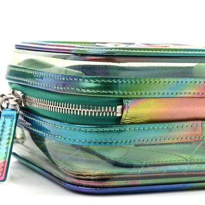PVC Lambskin Filigree Small CC Filigree Vanity Case Green Multicolor