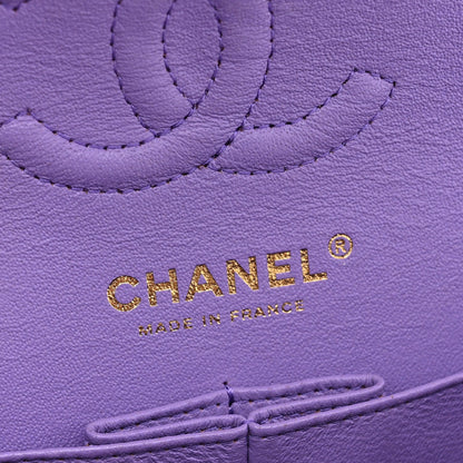 Caviar Quilted Small Double Flap Purple
