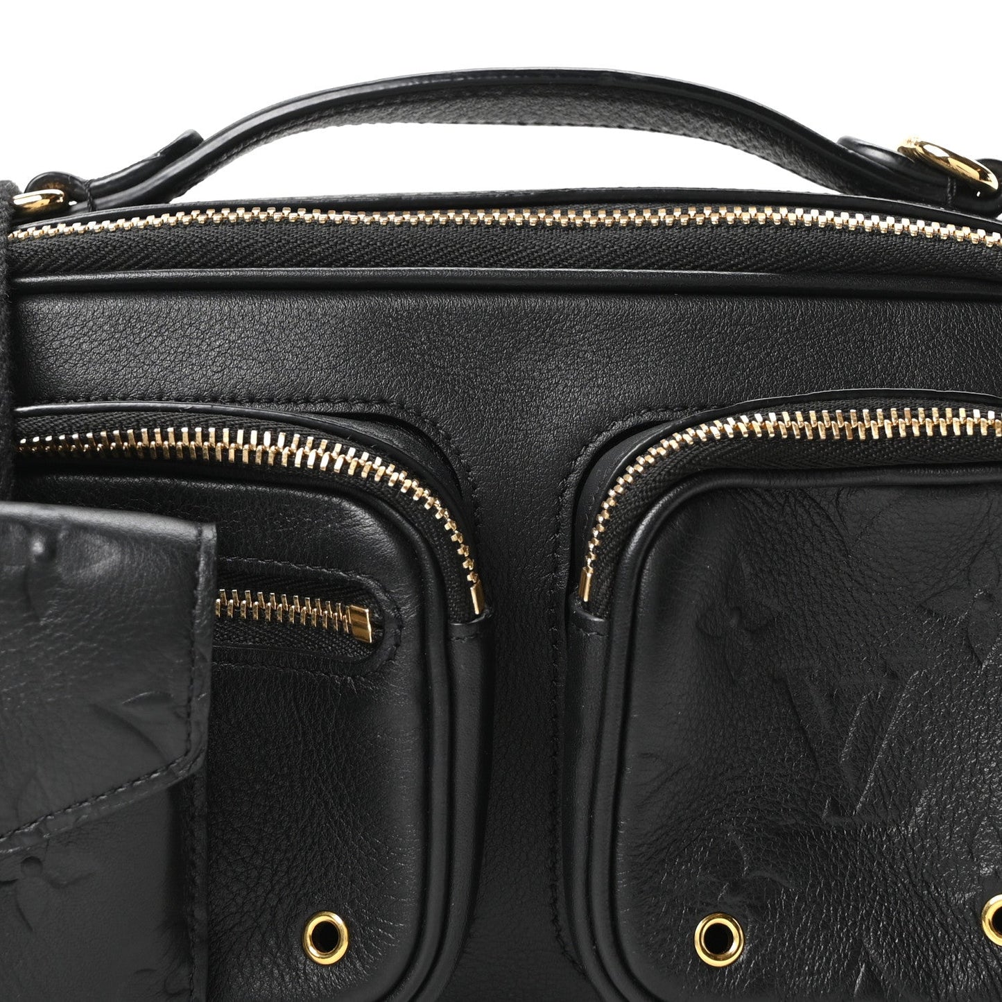 Calfskin Monogram Embossed Utility Crossbody Black