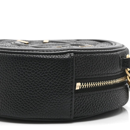Caviar Quilted Round Filigree Crossbody Black