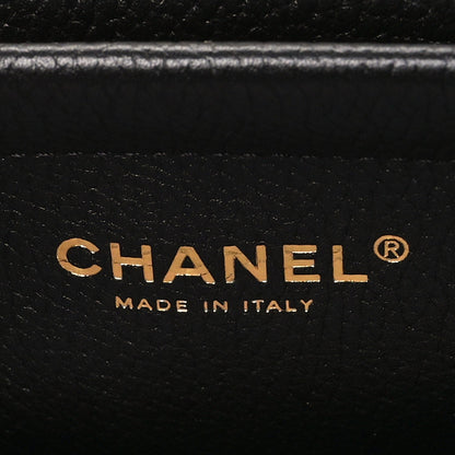 Grained Calfskin Stitched Urban Essentials Small Shopping Bag Black