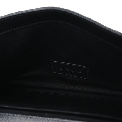 Grain De Poudre Matelasse Chevron Monogram Monochrome Envelope Clutch Black